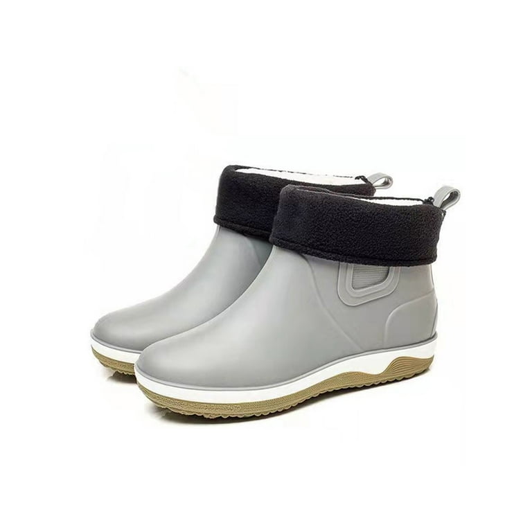 Grey ankle rain boots best sale