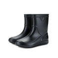 thumbnail image 1 of Gomelly Mens Rubber Boot Slip Resistant Rain Boots Lightweight Garden Shoes Casual Mid Calf Work Waterproof Black Black Background 9.5, 1 of 2