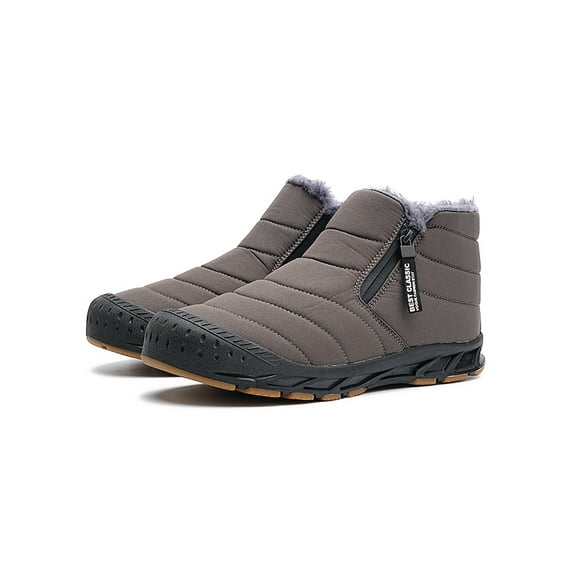 Gomelly Mens Snow Boots Plush Lining Warm Shoes Outdoor Winter Boot Zipper Ankle Booties Cold Weather Walking Gray 10.5
