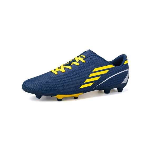 Gomelly Mens Soccer Cleats Wide Width Firm Ground Soccer Shoes Football Cleats Sneakers for Women Youth Boys Girls Blue Long Cleats 2Y