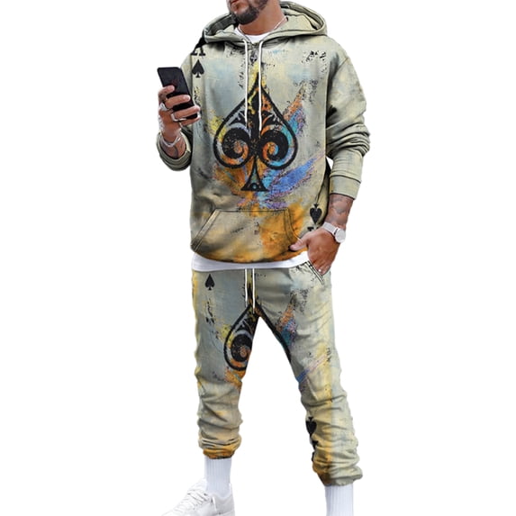 Gomelly Mens Sweatshirts+Pant Outfits Long Sleeve Jogger Sets Lounge Hoodies Sweatsuit Men Casual Gym Tracksuit Set Hooded Yellow 2XL