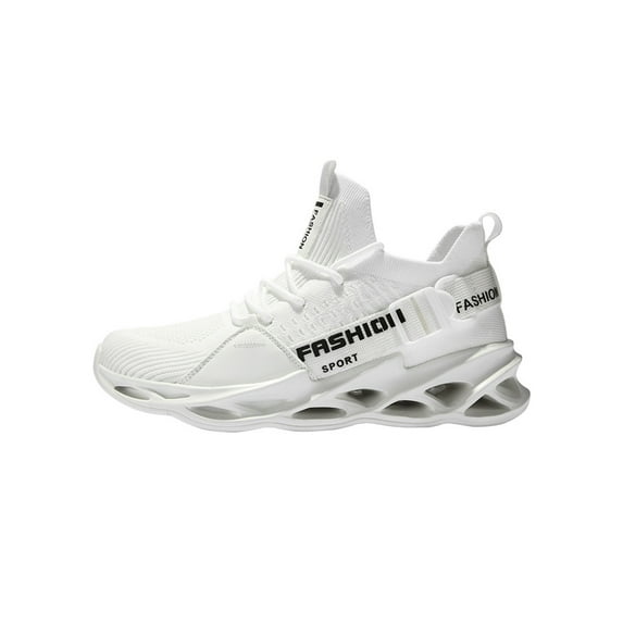 Gomelly Mens Trainers Mesh Sneakers Lace Up Athletic Shoes Non-Slip Shoe Fitness Workout Jogging Flats White 6