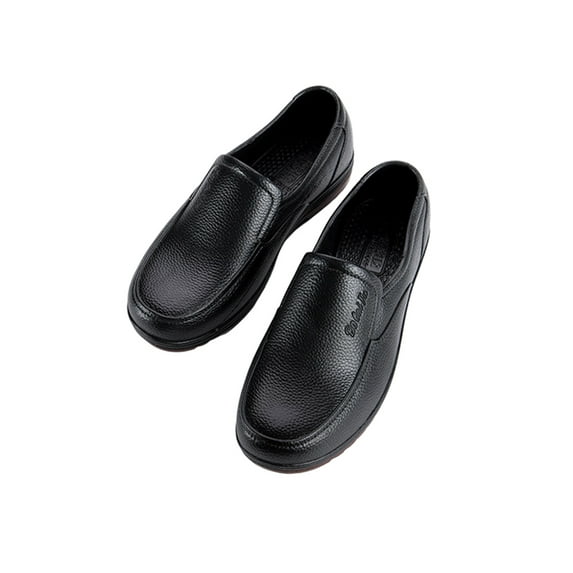 Gomelly Mens Work Shoes Flat Kitchen Garden Chef Shoes Non-Slip Comfort Waterproof Flats Rain Shoe Black 6.5