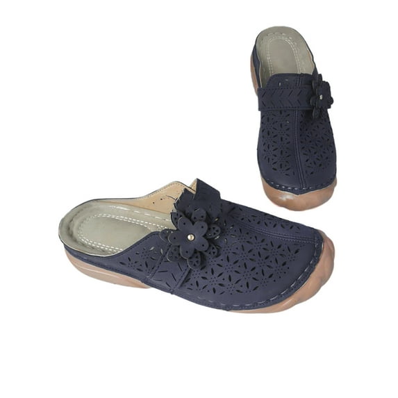 Gomelly Mules for Women Slip on Flats Loafers Closed Toe Comfy Walking Shoes 10 Blue