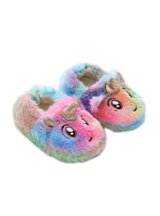Fadezar Girls Fluffy Slippers for Kids Cute Fuzzy