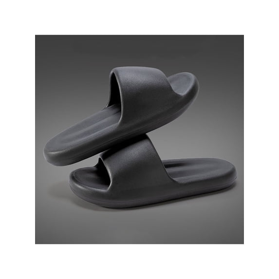 Gomelly Unisex Shoes Slip On Slides Open Toe House Slippers Non-slip Bedroom Indoor Outdoor Black 9.5-10