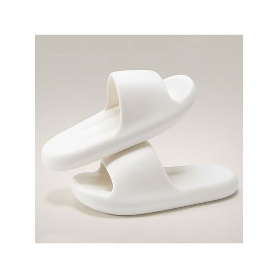 Gomelly Unisex Shoes Slip On Slides Open Toe House Slippers Non-slip Bedroom Indoor Outdoor White 9.5-10