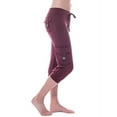 thumbnail image 1 of Gomelly Women Capri Yoga Pants Drawstring Bottoms Stretchy Capris Pant Ladies Leisure Summer Trousers Low Waist Wine Red M, 1 of 2