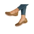 thumbnail image 1 of Gomelly Women Close Toe Walking Wedge Heel Sandals Ladies Summer Holiday Slip On Shoes US 8.5 Brown, 1 of 2