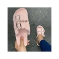 thumbnail image 1 of Gomelly Women Comfort Sandals Double Strap Flat Slides Footbed Cork Sandal Beach Shoes, 1 of 3