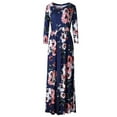 thumbnail image 1 of Gomelly Women Girls Long Maxi Dresses Floral Print Family Matching Dress Crew Neck Sundress Mother Daughter Flowy Beach Parent-Child Dark Blue (Mom) 2XL, 1 of 8