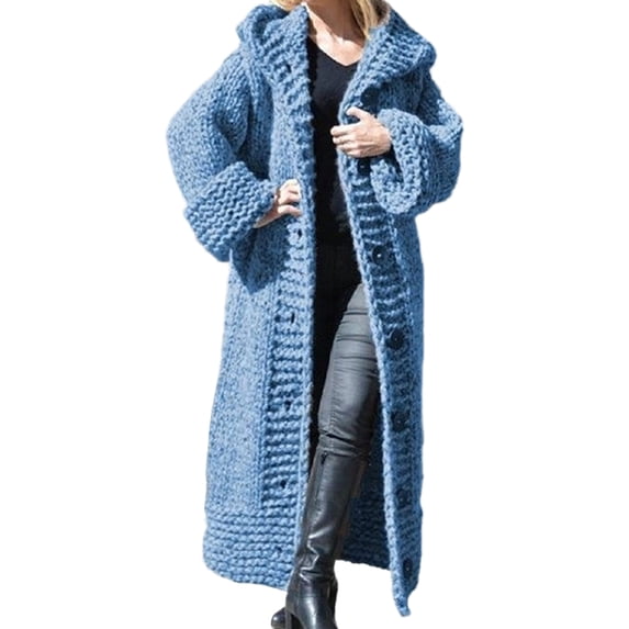 Gomelly Women Jumper Tops Long Sleeve Knitted Sweaters Loose Sweater Ladies Casual Work Overcoat Solid Color Cardigan Blue L