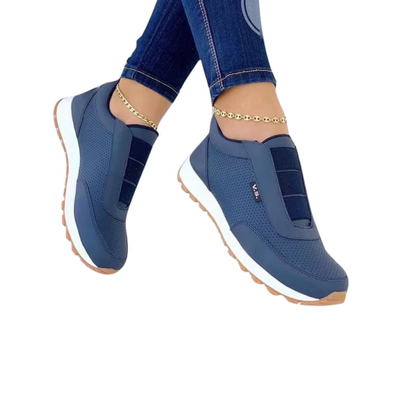 Gomelly Women Lightweight Flats Breathable Low Top Walking Sports Round Toe Shoe Blue 7