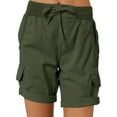 thumbnail image 1 of Gomelly Women Linen Shorts Summer Casual Cargo Solid Ladies Plus Size Home Bottoms Short Pants Blackish Green 2XL, 1 of 6