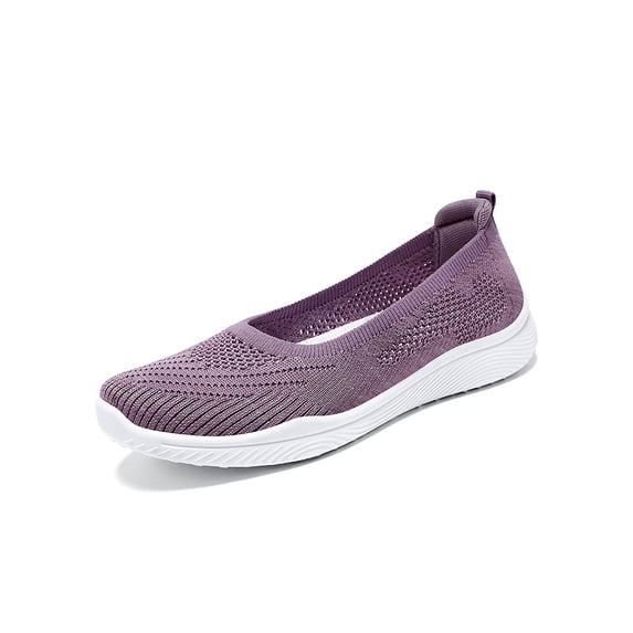 Gomelly Women Loafers Slip On Flats Low Top Flat Shoes Anti-Slip Pumps Party Work Casual Purple 8.5