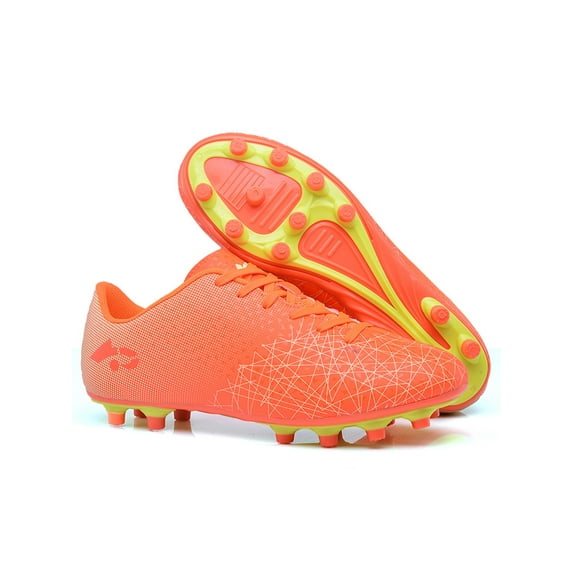 Gomelly Women Men Soccer Cleats Lace Up Football Shoes Firm Ground / Turf Sneakers Fashion Athletic Shoe Outdoor Sports FG Cleats Orange 6