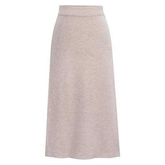 Gomelly Women Midi Skirt Solid Color Skirts Elegant Ladies Loose Travel High Waist Apricot Pink 3XL