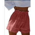 thumbnail image 1 of Gomelly Women Mini Pant High Waist Summer Beach Shorts Baggy Short Hot Pants Ladies Loose Holiday Bottoms Solid Color Red S, 1 of 2