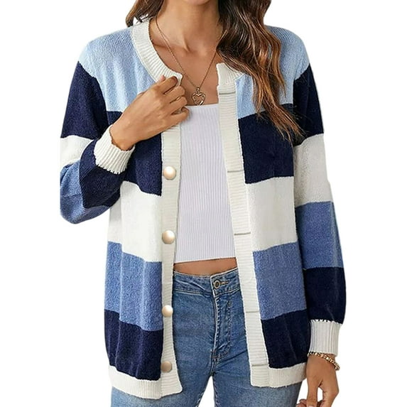 Gomelly Women Outwear Open Front Coat Warm Cardigan Sweater Ladies Knitwear Work Jumper Long Sleeve Jacket Blue L