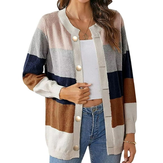 Gomelly Women Outwear Open Front Coat Warm Cardigan Sweater Ladies Knitwear Work Jumper Long Sleeve Jacket Khaki L