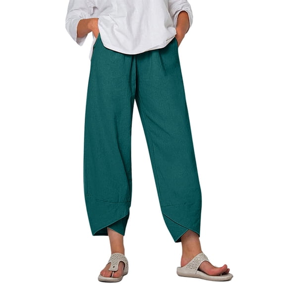 Gomelly Women Palazzo Pant High Waist Harem Pants Lounge Trousers Ladies Casual Holiday Bottoms Wide Leg Army Green 3XL