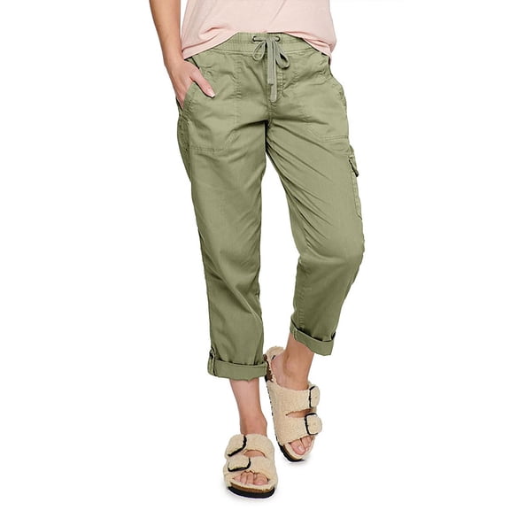 Gomelly Women Palazzo Pant Straight Leg Bottoms Casual Loungewear Ladies Boho Beach Cargo Pants Solid Color Trousers Army Green M