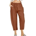 thumbnail image 1 of Gomelly Women Pant Straight Leg Capri Pants Casual Bottoms Ladies Loose Fit Daily Wear Trousers High Waist Coffee L, 1 of 2