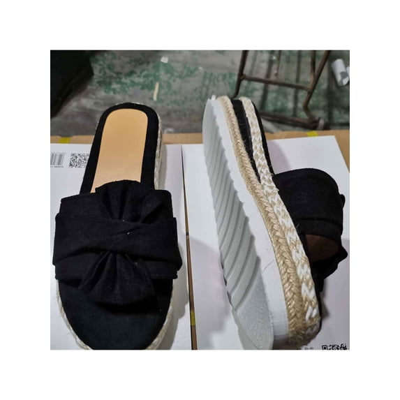 Gomelly Women Sandals Wedge&platform Wedges Slip On Espadrilles Casual Slippers Holiday Beach Black 5.5