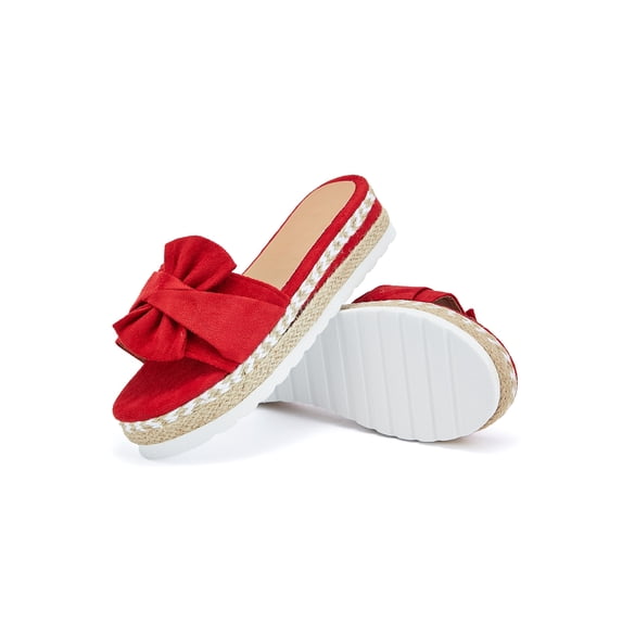 Gomelly Women Sandals Wedge&platform Wedges Slip On Espadrilles Casual Slippers Holiday Beach Red 5.5
