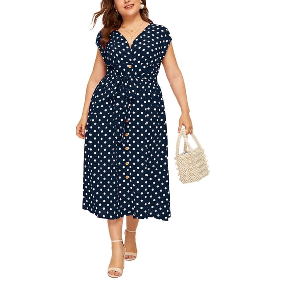 Gomelly Women Shirt Dress Button Dresses Elegant Sundress Ladies Midi Summer Sleeveless Navy Blue L