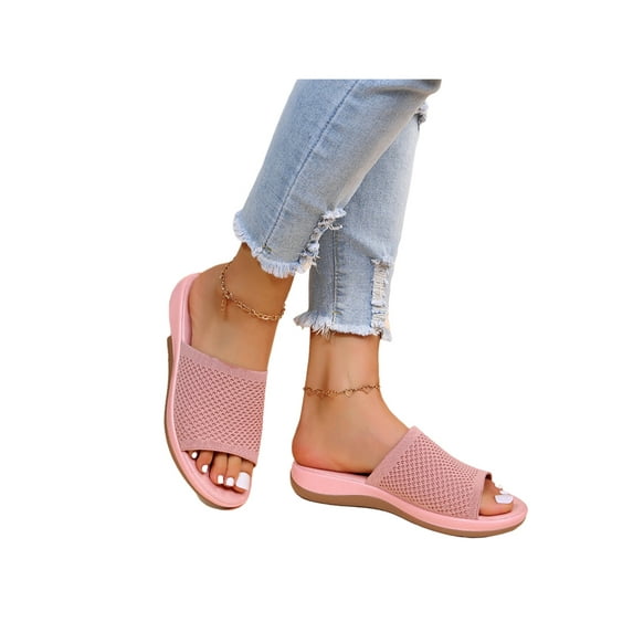 Gomelly Women Shoes Slip On Slippers Backless Flats Lightweight Slides Daily Spring Slipper Pink 10