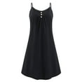 thumbnail image 1 of Gomelly Women Strappy Slip Dresses Spaghetti Strap Swing A-Line Sundress Loose Short Mini Dress Ladies Hawaiian Summer Pleated Black S, 1 of 5