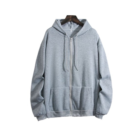 Gomelly Women Sweatshirt Solid Color Hoodies Loose Fit Hooded Tops Ladies Leisure Winter Sweatshirts Drawstring Cardigans Grey XL