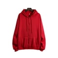 thumbnail image 1 of Gomelly Women Sweatshirt Solid Color Hoodies Loose Fit Hooded Tops Ladies Leisure Winter Sweatshirts Drawstring Cardigans Red S, 1 of 2