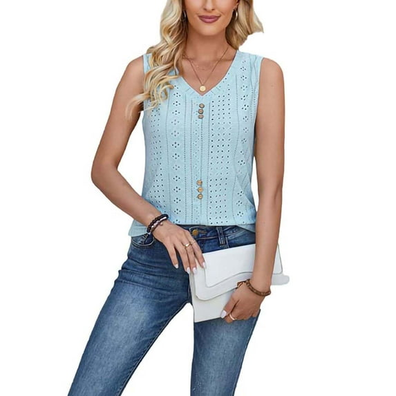 Gomelly Women T Shirts Sleeveless Summer Top Sexy Tank Tops Ladies Casual Party Camisole Cami Blue L