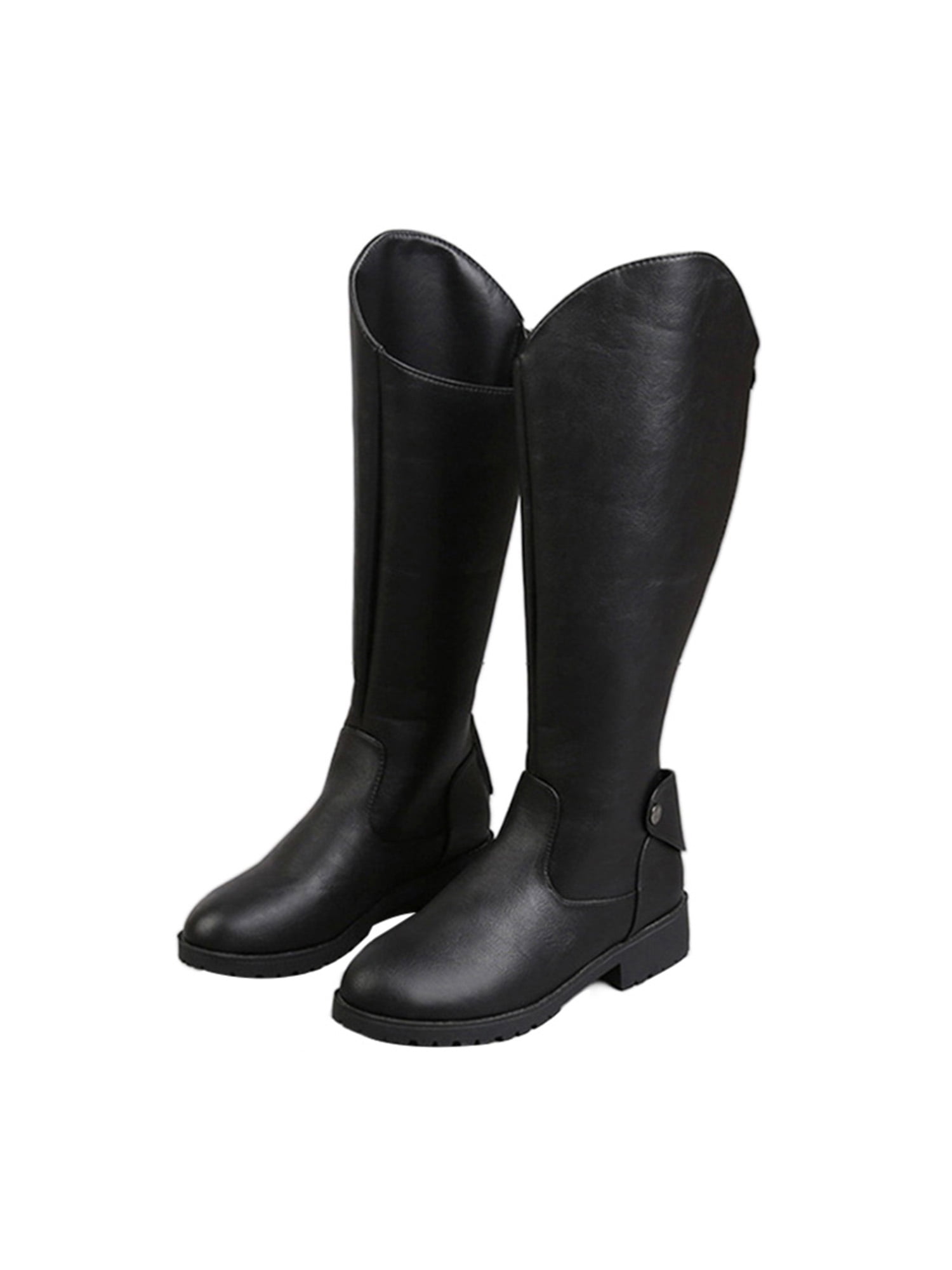 Gomelly Women Tall Booties Knee High Biker Boot Back Zip Riding Boots Comfort Winter Bootie