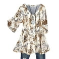 thumbnail image 1 of Gomelly Women Tops Ruched Tunic Shirt Loose Blouse Ladies Casual Beach Pullover V Neck Summer Shirts #10 XL, 1 of 2