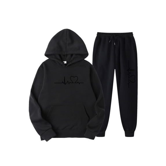 Gomelly Women Two Piece Outfit Long Sleeve Tracksuit Sets Athletic Sweatsuits Ladies Beam Foot Sports Jogger Set Hoodies Hooded Sweatshirts And Sweatpants Black A L