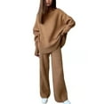 thumbnail image 1 of Gomelly Women Two Piece Outfit Wide Leg Lounge Sets Loose Fit Sweater Set Ladies Casual Party Sweatsuits Long Sleeve Knit Outfits Camel XL, 1 of 2