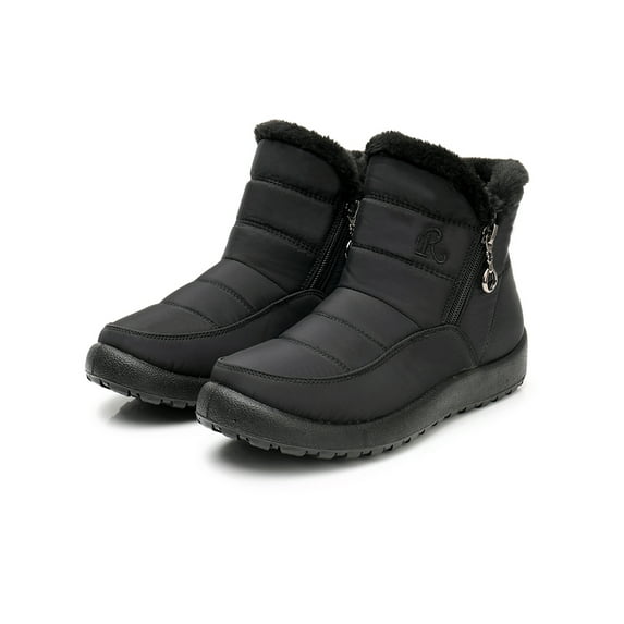 Gomelly Women Winter Boot Plush Lined Snow Boots Faux Fur Warm Booties Breathable Ankle Bootie Outdoor Work Black 8