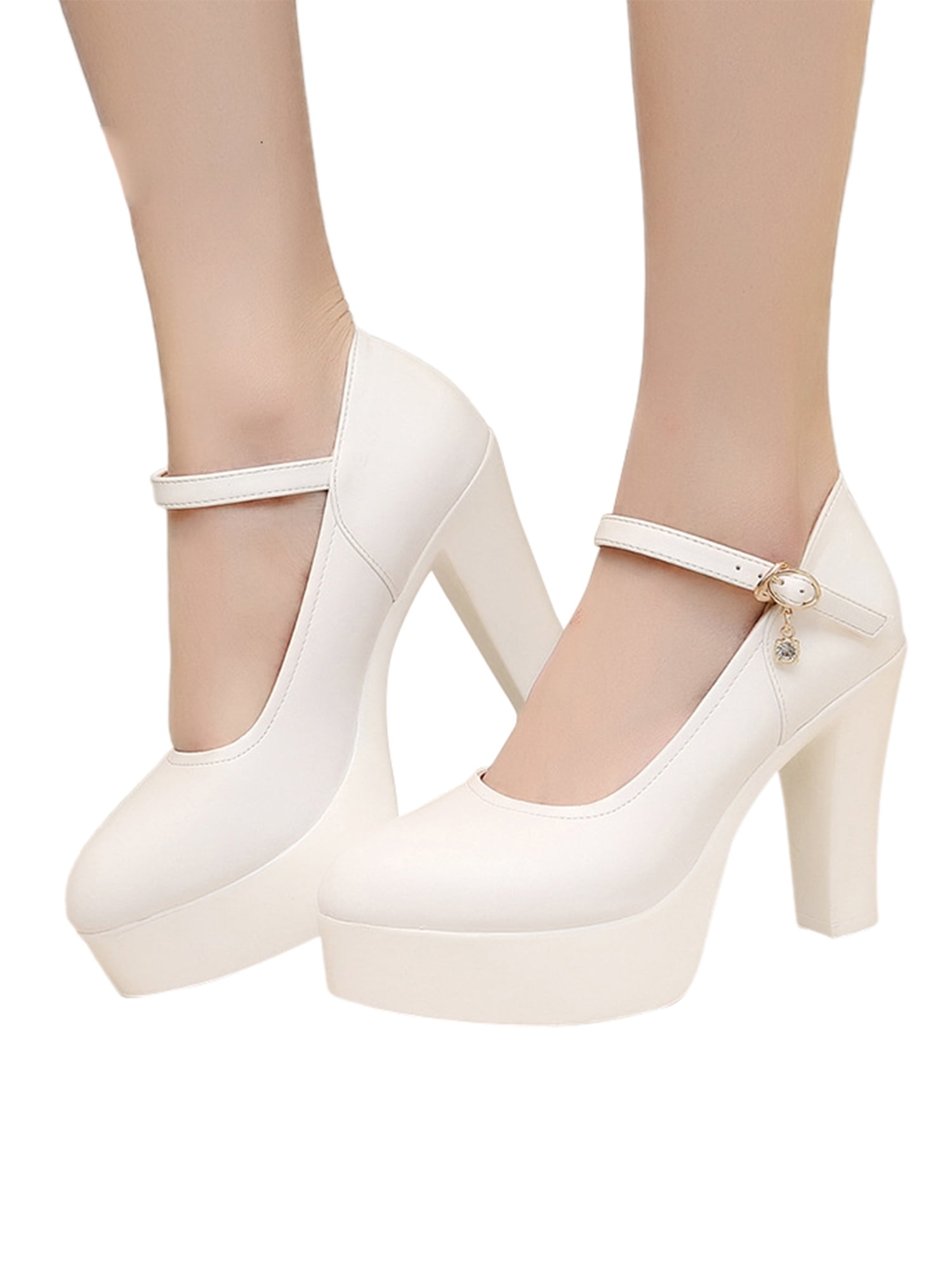 Hendy Platform Heels - White Smooth – Verali Shoes