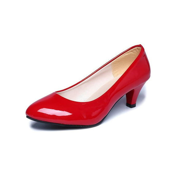 Gomelly Women's Heels Low Heel Pointed Toe Pump Shoes Party Dress Shoes Red 5