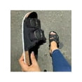 thumbnail image 1 of Gomelly Womens Canvas Footbed Sandals Summer Beach Open Toe Slip On Flat Slides Shoes, 1 of 3