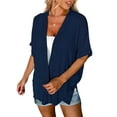 thumbnail image 1 of Gomelly Womens Cover Up Solid Cardigan Fashion Shirt Women's Baggy Holiday Tops Open Front Navy Blue XL, 1 of 5