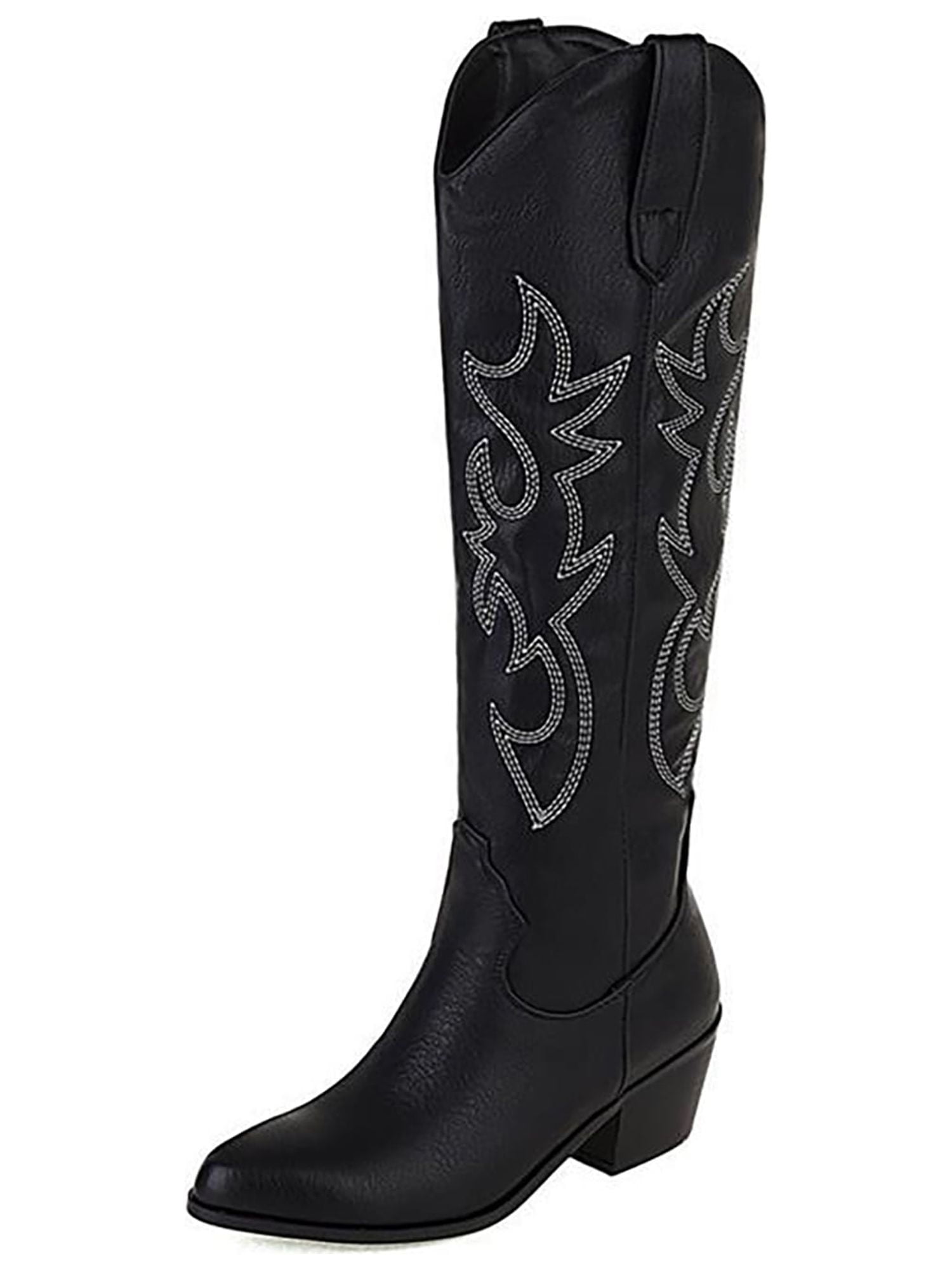 Gomelly Womens Cowboy Boots, Comfortable Pull On Chunky Heel
