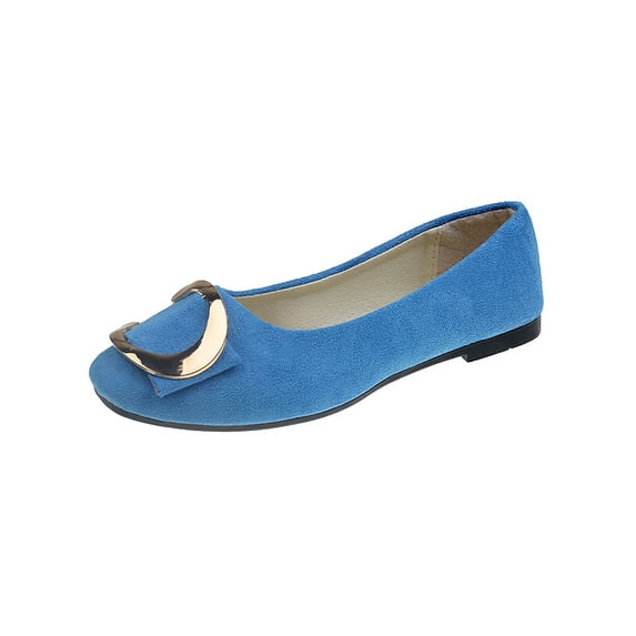 Gomelly Womens Flat Shoes Square Toe Casual Shoe Comfort Flats Breathable Pumps Party Formal Blue 8
