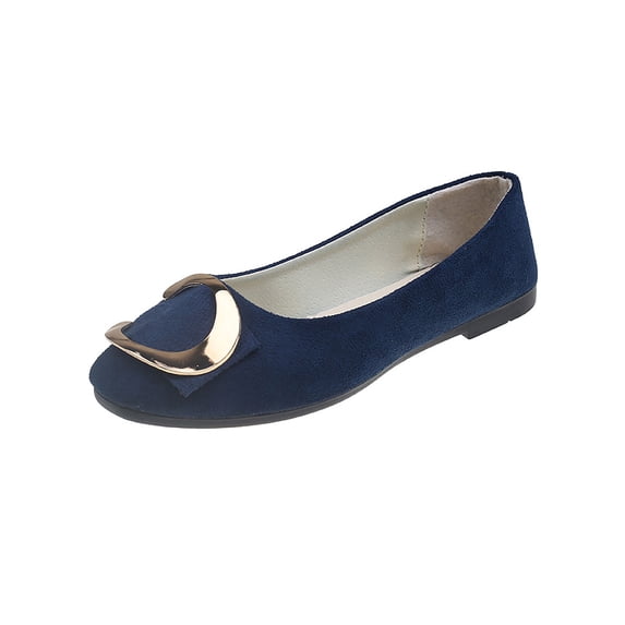 Gomelly Womens Flat Shoes Square Toe Casual Shoe Comfort Flats Breathable Pumps Party Formal Dark Blue 8