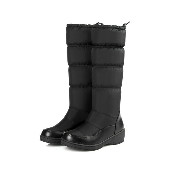 Gomelly Womens Knee High Snow Boots Pull On Waterproof Winter Boots Non-Slip Outdoor Shoes Black 10