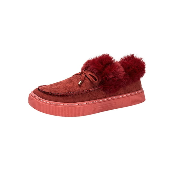 Gomelly Womens Moccasin Slippers Warm Winter Shoes Cozy House Shoes Red 4