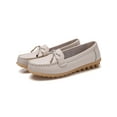 thumbnail image 1 of Gomelly Womens Nursing Shoes Bow Loafers Comfort Moccasins Nonslip Flats Driving Kitchen Boat Shoe Beige 5.5, 1 of 3